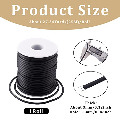 Fil en caoutchouc creux de 3mm avec trou de 1,5mm ultra flexible pour loisirs, 24m