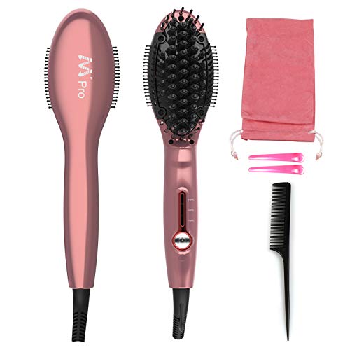 IVI Straightening Brush, Hair Straightener, Hair Straightener Brushes, Hair Straightener Iron Brush with Digital LCD Display, Dual Voltage, Instant Heat Up(Rose Gold)