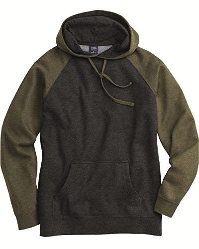 Independent Trading Co. Raglan Hooded Sweatshirt L Charcoal Heather/ Black