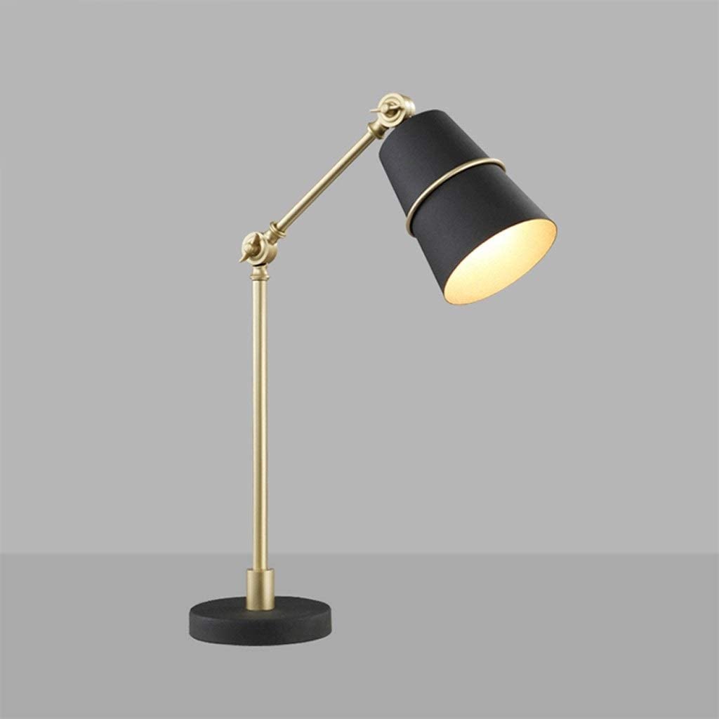 Lampe Bureau Lampe de Bureau Lampe de Lecture LED Métal Lampe De Bureau Lampe De Table Chambre Lampe De Chevet Salon Bureau Étude Bureau Liseuse E27 Lampes De Bureau Lampe de Travail (Color : Black)