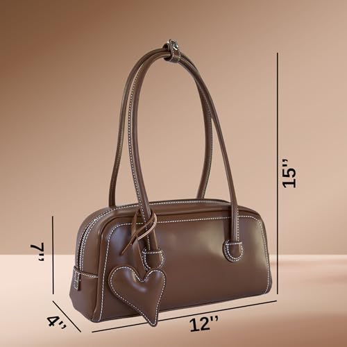 Image of Hobo bag with heart charm (Brown Vegan Leather)