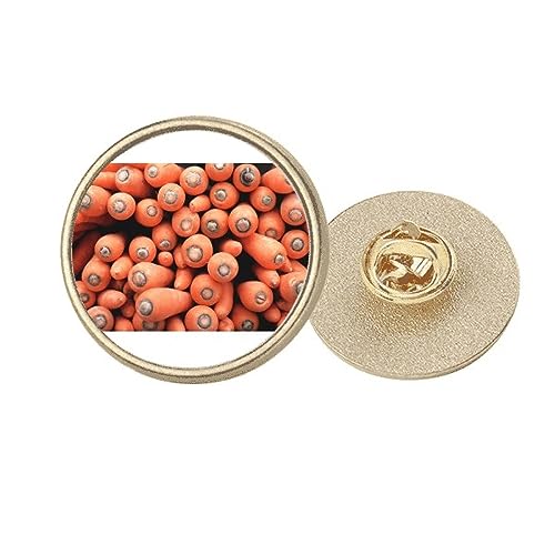 Broche ronde en métal doré motif carotte légume accessoire vêtement M