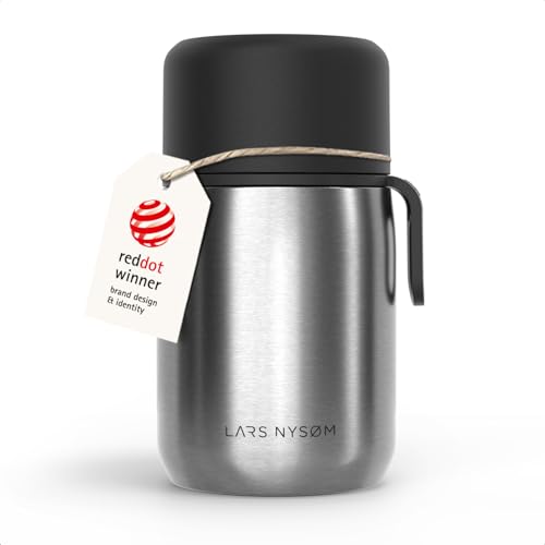 LARS NYSØM Tarro Térmico de Acero Inoxidable - Recipiente Hermético para Comida Caliente y Fría, Termo de Boca Ancha para Sopas, Trabajo y Viaje (Stainless Steel, 700ml)