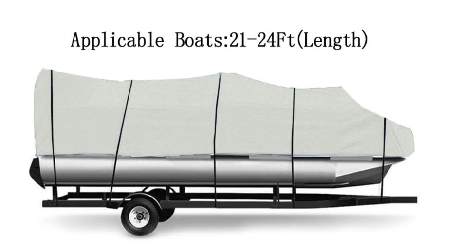 Funda para Barco Impermeable Gris 21-24ft 17-20ft 600/740 x 400cm 210d Cubierta de Barco a Prueba Agua remolques for Cuadrado(21 24ft Gray)