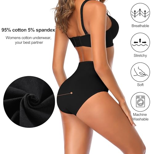 Image of High Waisted Postpartum Underwear Womens Cotton Underwear Soft Breathable Full Coverage Stretch Panties Multipack