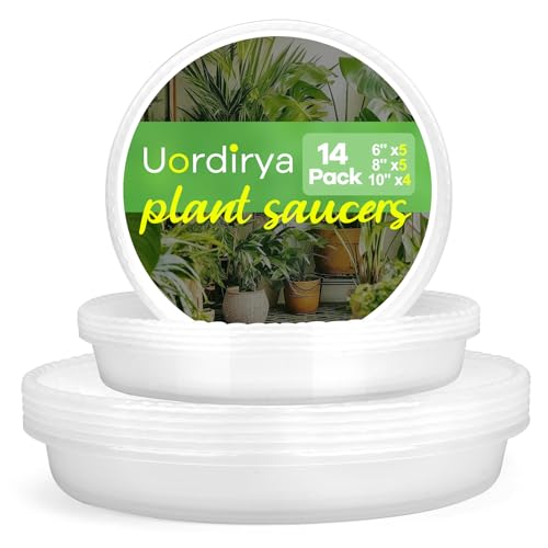 14 Pack Clear Plant Saucers for Indoors(6/8/10 Inch) – Extra Thick & Deep Plastic Plant Trays for Pots, Heavy Duty Indoor Outdoor Drip Trays, Stackable Water Catcher for Houseplants, Garden & Balcony