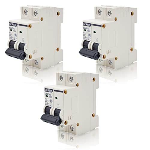Gersik Ac Miniature Circuit Breaker, 20 Amp 400V 2 Poles Din Rail Mount Circuit Breaker, Thermal Magnetic Trip, Solar Ac Disconnect Switch Mcb C20 #TOP5