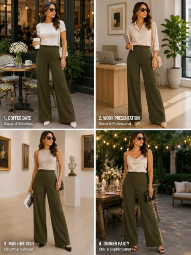 Image of Preneum Women High Waist Korean Wide Leg Trousers, Loose Fit Casual Lounge Pants, Travel, Office & Streetwear Comfortable Stylish Bottom Wear (Available Plus Size)