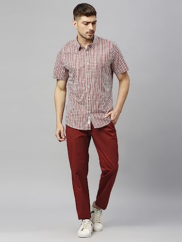 Image of Thomas Scott Mens | Half Sleeve Checkes | Printed | Slim Fit | 100% Cotton | Spread Collar | Shirts
