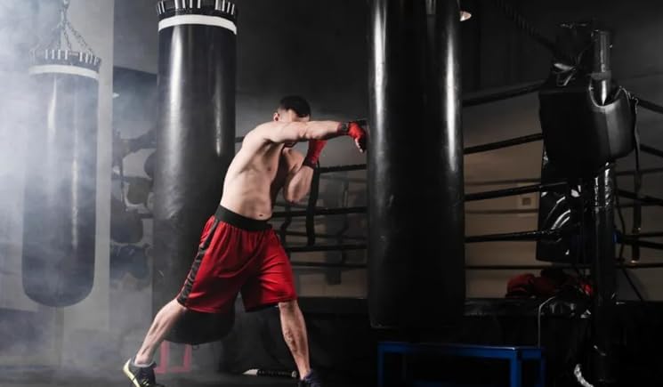Image of Punching Bag for Home Gym Heavy Duty Boxing Punching Bag with Stainless Steel Hanging Chain Unfilled Synthetic Leather and Hand Wrap for (MMA,Kickboxing,Muay Thai,Taekwondo,Judo,Karate). (2FT) Black