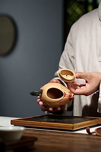Image of Chinese Zisha Teapot Yixing Clay Handmade Frog lotus Tea Pot for Home Office (Frog lotus 160ml)