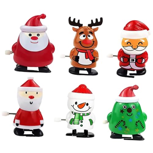 GARIOUANS Weihnachts Aufziehspielzeug Kinder 6 Stück Weihnachtsmann Figuren Leichtes Spielzeug Tragbar Kinder Weihnachten Party