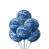 Blue Camo Latex Balloons, Military Balloons for Wedding Birthday Party Baby Shower, Water Camo Theme Party, camouflage Party Decorations 12 Inch Standard Size (6)