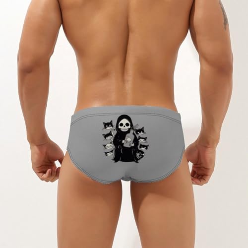 Cat Skull Death Men's Swimsuit Bikini Briefs Swim Underwear Stretchy Swimwear3
