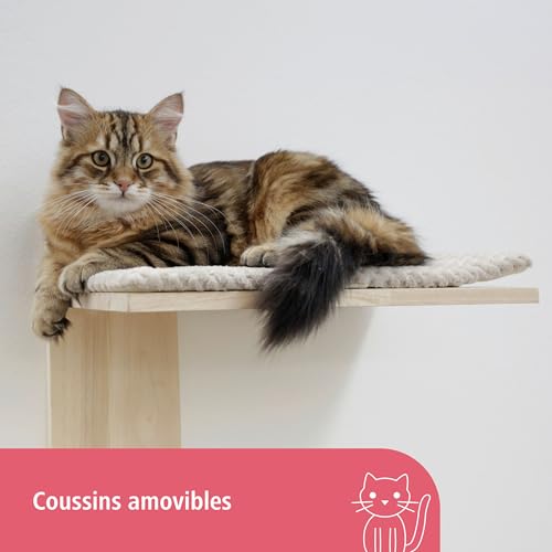 Arbre à chat mural Kerbl Timber de 150 cm adapté aux petits appartements