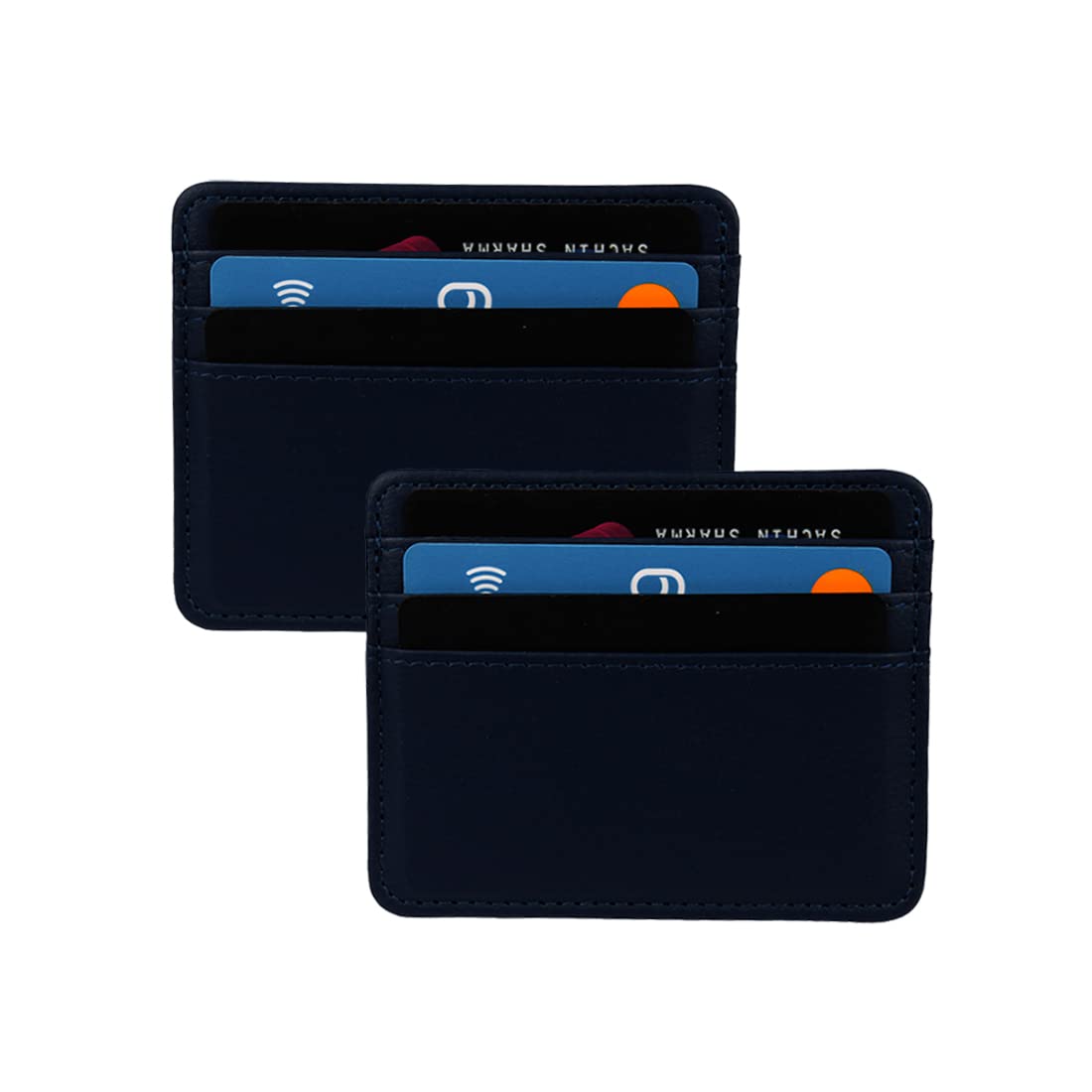 Dark Blue Slim Leather ATM/Credit/Debit Men/Women 4 Slots Card Holder (Pack of 2)-image-24