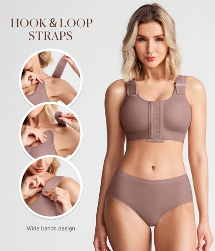 Image of BRABIC Post Surgery Compression Bras for Women Front Closure Mastectomy Bra with Wide Adjustable Straps Wirefree