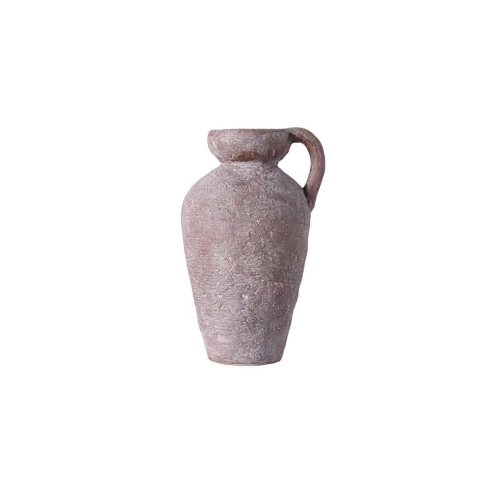 Ceramic Jug Vase, Rustic Textured Pottery with Handle, Farmhouse Decor for Dried Floral Arrangements for Living Dining Room Kitchen