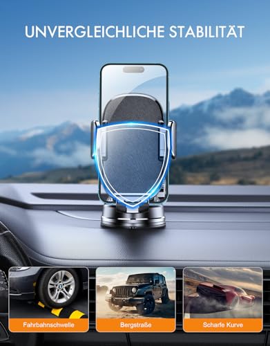 Mohard Handyhalterung Auto, [Stabil & Langlebig] Handy Halterung Auto, Starke Saugnapfhalterung, 360° Drehbares, Schnelle EIN Druck Freigabe, Handyhalter Auto für 4-7\ Handys, Lautsprecher-Halterungen