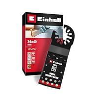 Original Einhell Tauchsägeblatt aus Bi-Metall für Metall- und Holzbearbeitung (34 mm Breite, 40 mm Eintauchtiefe, PTFE-Finishing, Metallverzahnung, gekrümmte Schneide, Schnellwechselfunktion)