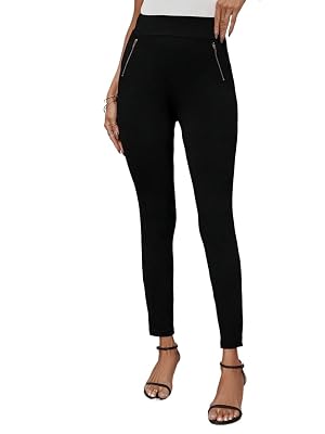 RAISER Womens Business Work Casual Pants Womens Solid Color Zipper Pocket Pants High Waist