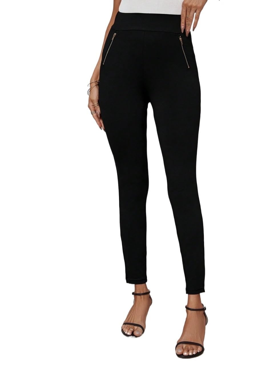 RAISER Womens Business Work Casual Pants Womens Solid Color Zipper Pocket Pants High Waist
