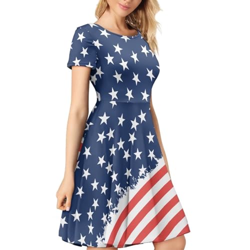 Image of Biyejit Women's Summer Casual Short Sleeve T-Shirt Swing Dress Crew Neck Plus Size S-4XL