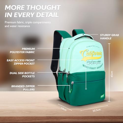 Image of United Colors of Benetton Unisex High-School Backpack CALAFIA | 3-Compartment Organised Daypack with Airmesh Padding | Backpack for School Girls & Boys | 26L Capacity