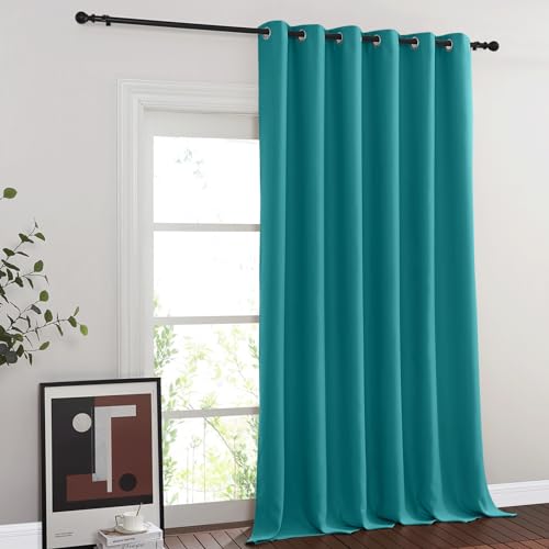NICETOWN Room Divider Curtain 132 Inches Long, Wide Blackout Sliding Door Curtain for Bedroom, Room Darkening Privacy Window Covering for Patio Door (1 Panel Set, Peacock Teal, 80 x 132 Inch)