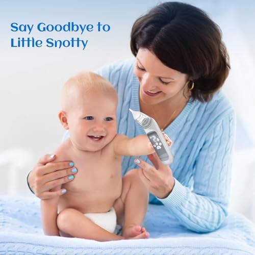 Image of Electric Nasal Aspirator, Snot Aspirator for Children, Automatic Snot Sucking with 3 Suction Levels and 3 Silicone Tips USB Charging Music Soothing Function and Seven Colour Lights