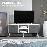 HOMCOM TV Cabinet Stand Unit for TVs up to 50" Flat Screen with Foldable Drawers and Shelves, Entertainment Centre for Living Room, Bedroom White and Grey - Image 3