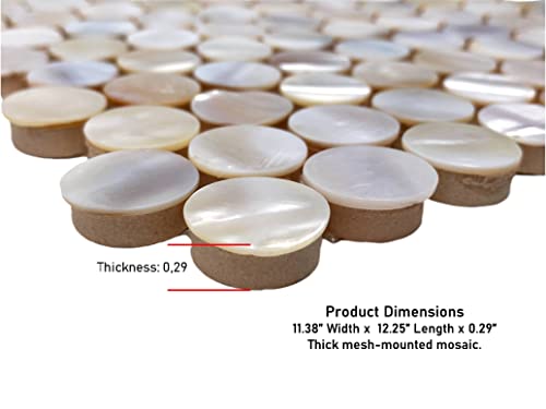 Seashell Natural Pearl Mother Of Pearl Penny Round 3/4 Inch Mosaic Wall Tile With Backing For Kitchen Backsplash, Bathroom Wall, Accent Walls (Sample) #TOP3