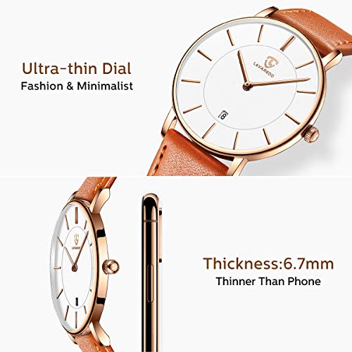 BEN NEVIS Mens Watches, Minimalist Fashion Simple Wrist Watch for Men Analog Date with Leather Strap