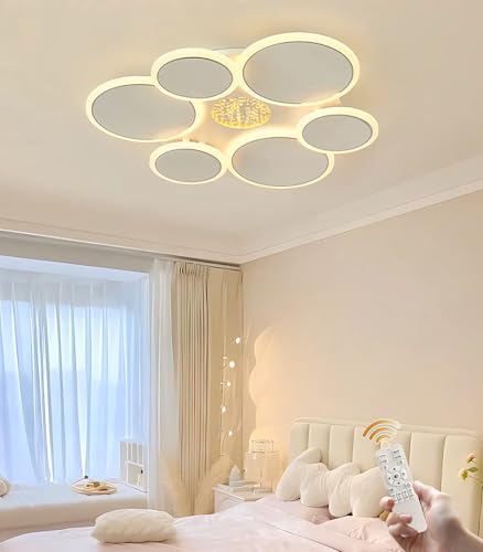Plafonnier LED moderne 3+3 têtes blanc pour chambre et salon