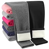 Resinta 2 Pack Girls Winter Cotton Fleece Lined Leggings Thick Thermal Tights Warm Full Length Pants for Kids Black, Dark Grey