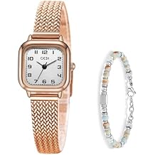 Elegant Womens Rose Gold Watch Small Arabic Numerals Square Dial, Stainless Steel Bracelet, Quartz Movement, 3ATM Water Resistant - Perfect for Daily Office & Casual Wear | Ideal Gift for Her