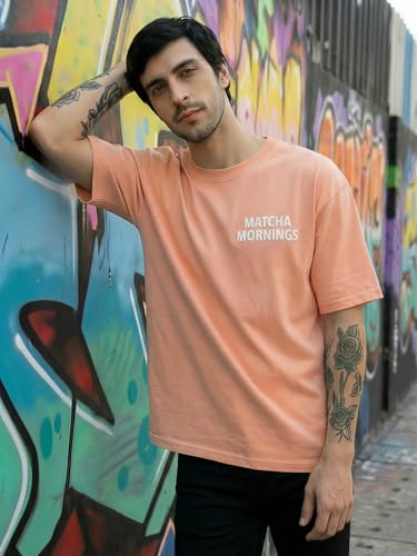 Image of TOXA Men's Pure Cotton Oversized Fit Tshirt | Oversized Baggy Fit Tee with Drop Shoulder | Cool and Stylish Graphic Printed Design Half Sleeve T-Shirt (Available Sizes: S to 2XL)