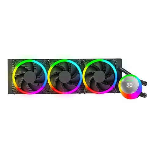 Image of Ant Esports ICE Chroma 360 ARGB 360mm ARGB Liquid Cooler /AIO with CPU Temperature Display - Black | Support Intel & AMD CPU Socket AM5, AM4, AM3, LGA1700, 1200, 2066, 1151 | Evaporation-Proof Tubing