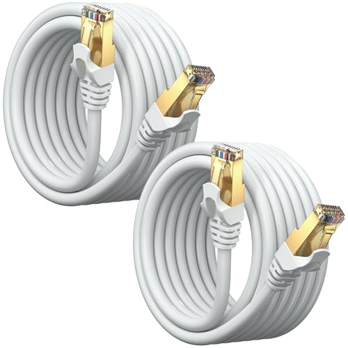 Câble Ethernet Cat 7 de 3 m lot de 2 cordons blancs RJ45 internet LAN