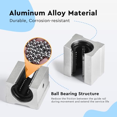 SWAWIS 4 Stück Öffnen Linearkugellager Gleitblock, SBR12UU Aluminiumlegierung Linear Kugellager, 12mm Linearlager Stehlagers für Linearschiene Maschinen Elektronische Geräte CNC