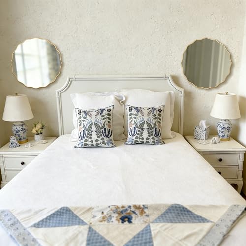 Image of Gold Round Wavy 26 inch Scalloped Farmhouse Nursery Wall Decor Mirror