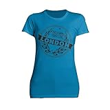 Urban Attitude London Stencil Stamp Badge レディースTシャツ - ターコイズ - 大きい