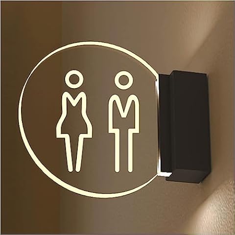 Restroom Sign, Wall Mounted LED Toilets Sign, Ladies Mens Gents Women Bathroom Lighted Edge Lit Sign, Suitable for Business Washroom Restroom Bathroom (Color : C) Cover