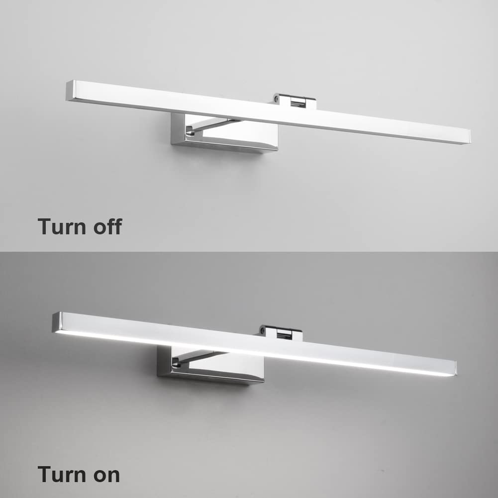 Klighten Lampa lustrzana LED obracana o 180° lustro oświetlenie szafki łazienka 14 W 60 cm lampa ścienna LED 5000 K-5500K, chrom