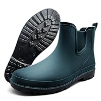 Rouhuhura Botas de lluvia para hombre, botas de agua cortas para hombre, botas de agua cortas de goma para jardín, botas de agua negras para pesca, caminar, barro para perros, Green, 44 EU