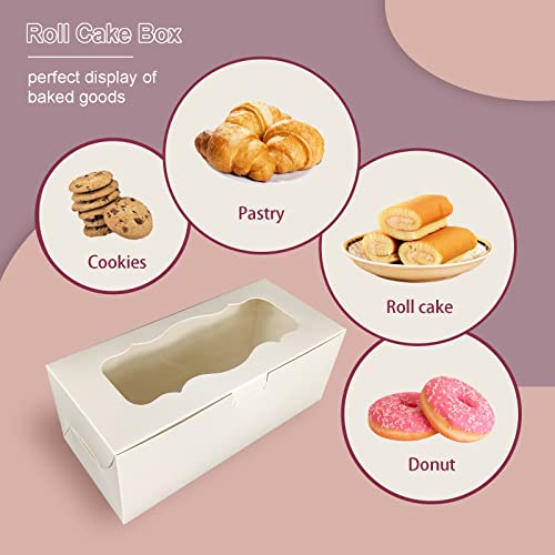 Aumodizzy 30Pcs 9X4X3.5 Inch Cookie Boxes White Bakery Boxes With Window Treat Boxes Gift Boxes For Roll Cakes, Desserts, Muffins, Donuts, Candies And Pastries(9 Inch) #TOP1