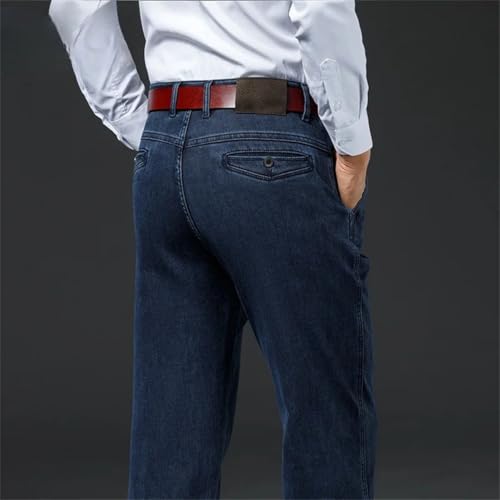 Men's Straight Leg Jeans Casual Loose Fit Thick Denim Mid Rise Trousers2