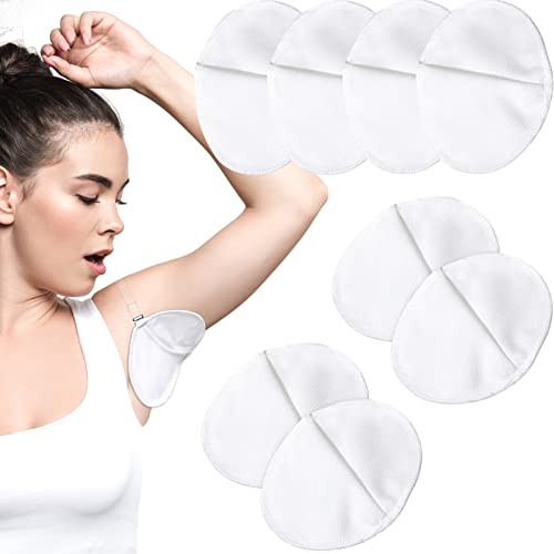 Image of 4 Pairs Underarm Sweat Pads Reusable Armpit Absorbing Guards Washable with Shoulder Strap Under Arm Breathable Absorbent Sweat Protectors Pads Guards for Women and Men(White)