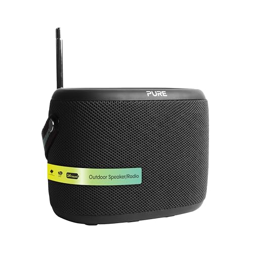 Pure Woodland Outdoor Speaker With Bluetooth & Dab+/Fm Radio (Waterproof IP67, Robust, Portable, 14H Battery - Perfect For Garden & Camping) Black-image