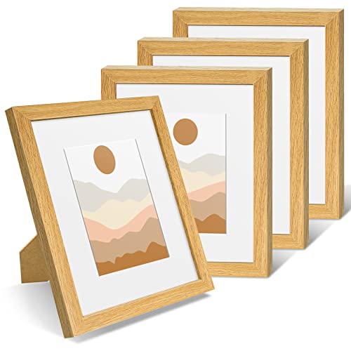 Nacial Picture Frames 8x10 inch Set of 4, Photo Frame Display 5x7 Photo with Mat, Display 8x10 photo without Mat, Picture Frames Collage for Wall or Tabletop